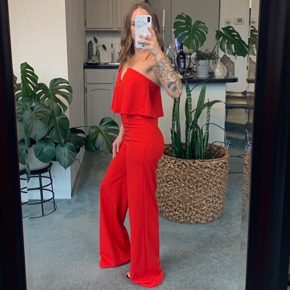 Lulu’s Red Strapless Jumpsuit - Picture 2 of 7